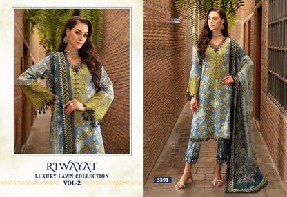 Riwayat Luxury Lawn Vol 2 Shree Fabs Lawn Cotton Pakistani Patch Work Suits