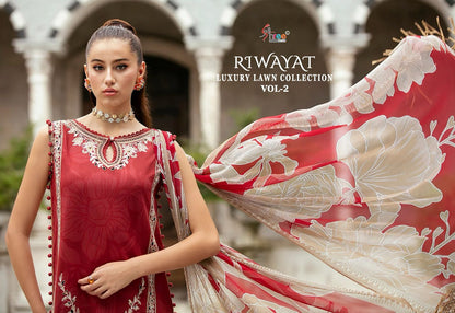 Riwayat Luxury Lawn Vol 2 Shree Fabs Lawn Cotton Pakistani Patch Work Suits