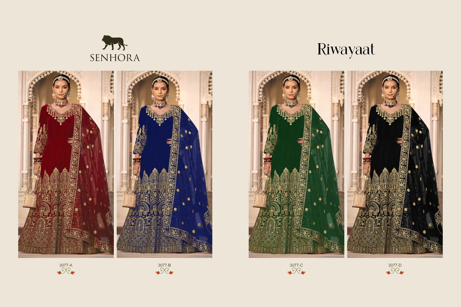 Riwayaat-3077 Senhora Velvet Anarkali Salwar Suits