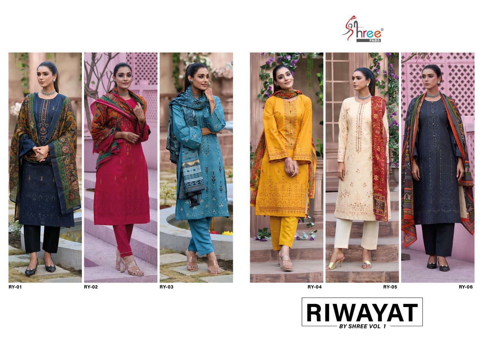 Riwayat Vol 1 Shree Fabs Lawn Cotton Pakistani Salwar Suits