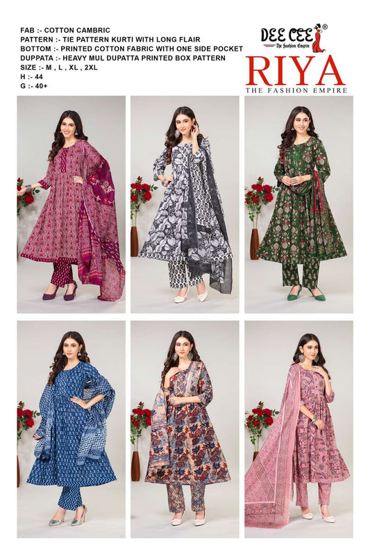 Riya Deecee Cambric Cotton Readymade Pant Style Suits