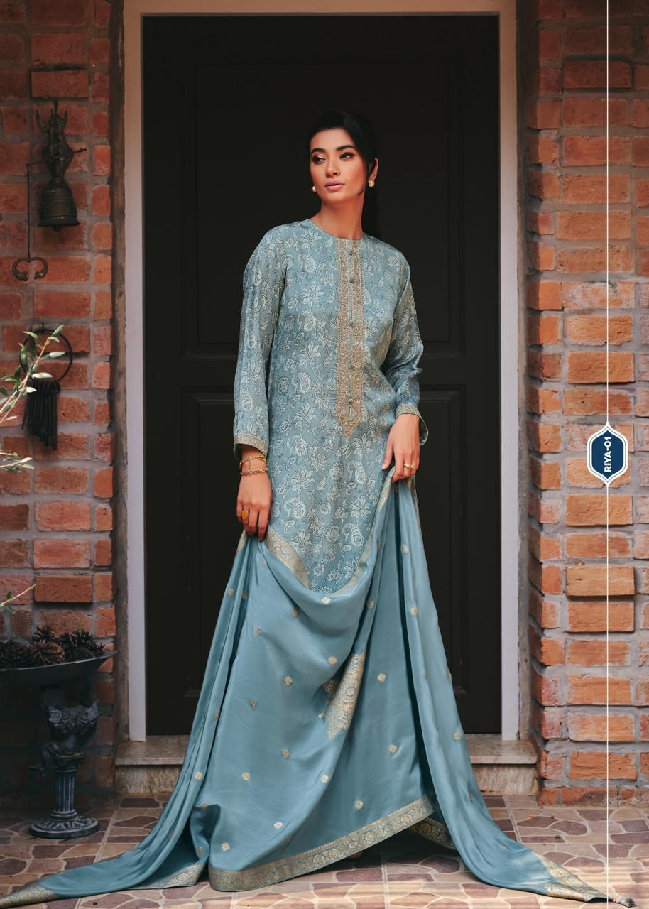 Riya Varsha Fashions Habutai Silk Plazzo Style Suits