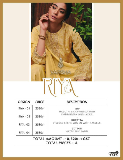 Riya Varsha Fashions Habutai Silk Plazzo Style Suits