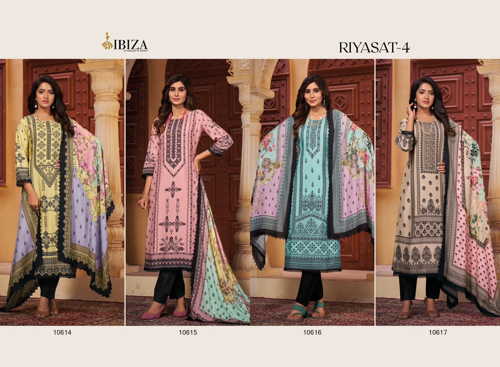 Riyasat-4 Ibiza Muslin Pant Style Suits