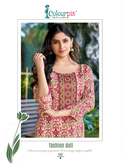 Rolex Vol 1 Colour Pix Reyon Long Straight Kurti