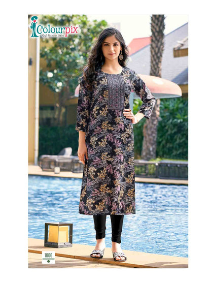 Rolex Vol 1 Colour Pix Reyon Long Straight Kurti