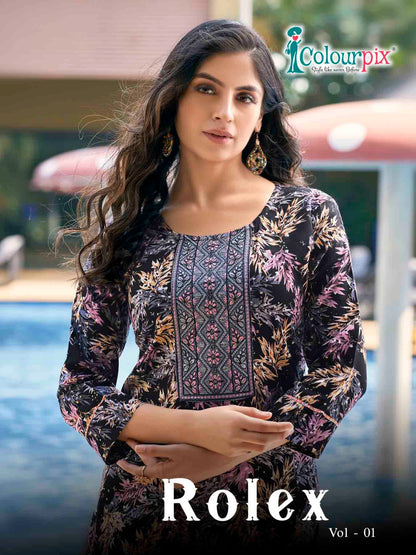 Rolex Vol 1 Colour Pix Reyon Long Straight Kurti