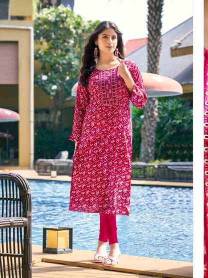 Rolex Vol 1 Colour Pix Reyon Long Straight Kurti