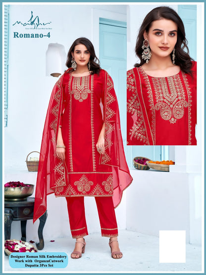Romano Vol 1 Mayur Fashion Roman Silk Readymade Pant Style Suits
