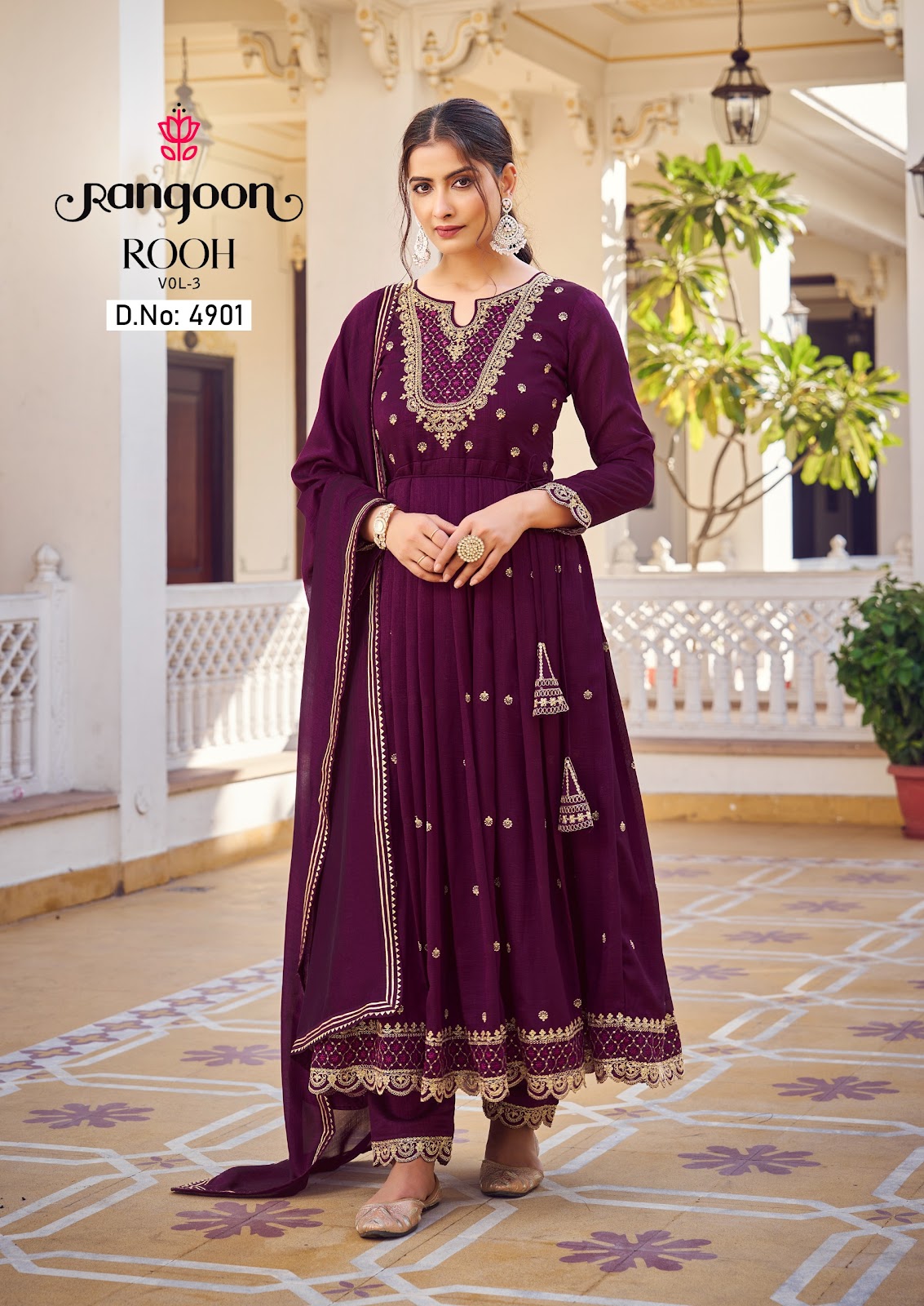 Rooh Vol 3 Rangoon Silk Readymade Pant Style Suits