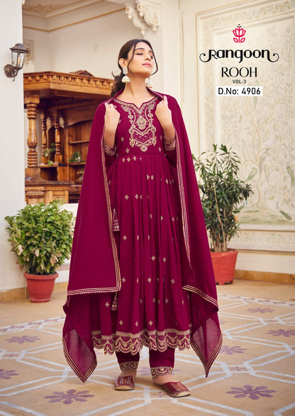 Rooh Vol 3 Rangoon Silk Readymade Pant Style Suits