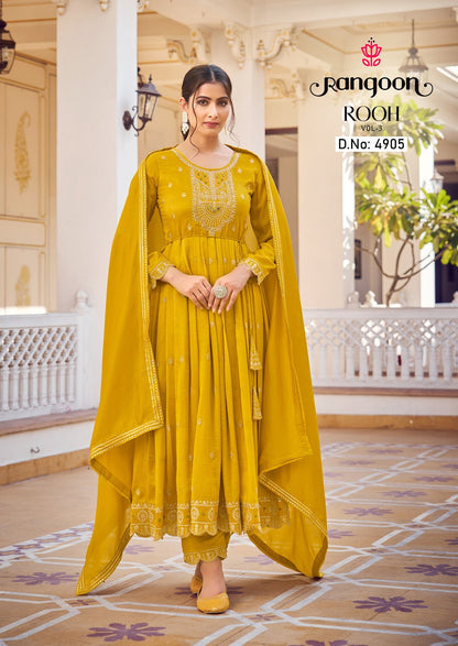 Rooh Vol 3 Rangoon Silk Readymade Pant Style Suits