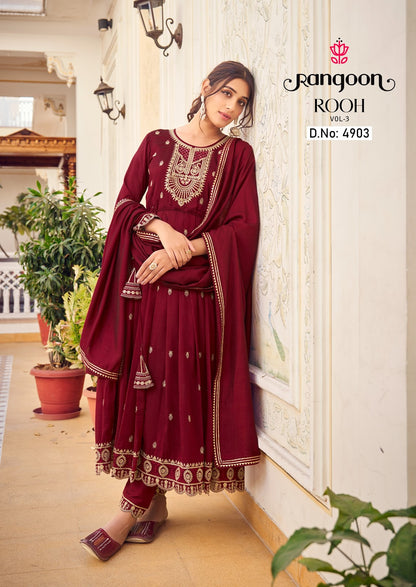 Rooh Vol 3 Rangoon Silk Readymade Pant Style Suits