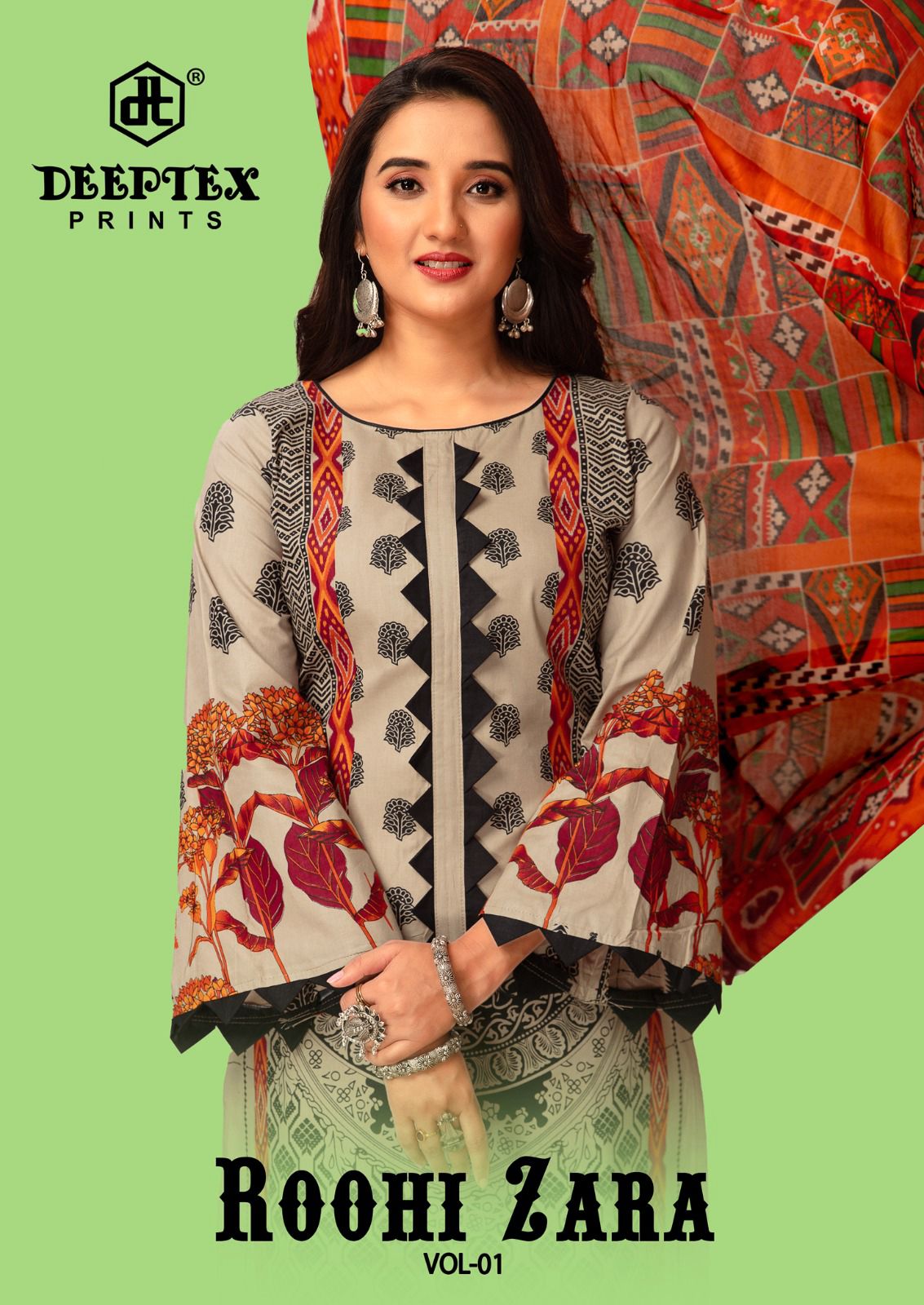 Roohi Zara Vol 1 Deeptex Prints Poplin Cotton Karachi Salwar Suits
