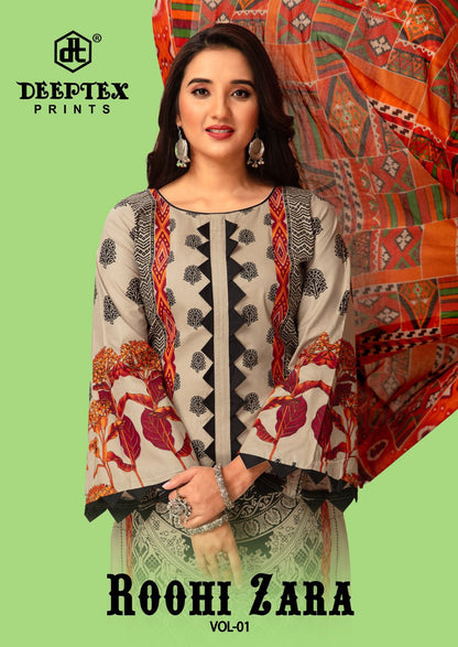 Roohi Zara Vol 1 Deeptex Prints Poplin Cotton Karachi Salwar Suits
