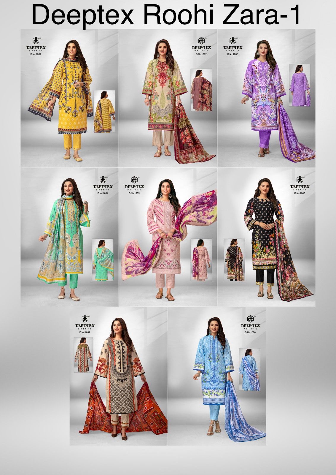 Roohi Zara Vol 1 Deeptex Prints Poplin Cotton Karachi Salwar Suits