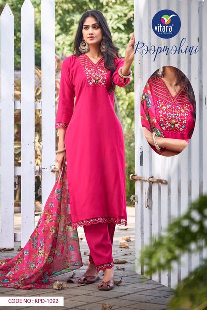 Roop Mohini Vitara Roman Silk Readymade Pant Style Suits