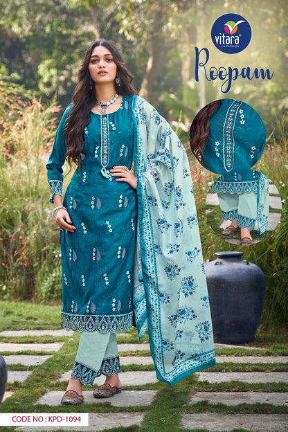 Roopam Vitara Roman Silk Readymade Pant Style Suits