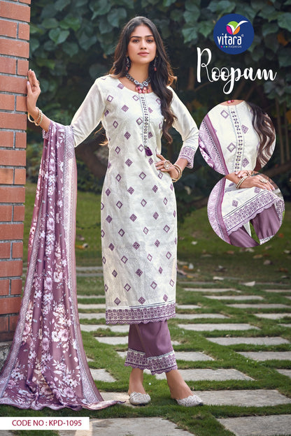Roopam Vitara Roman Silk Readymade Pant Style Suits
