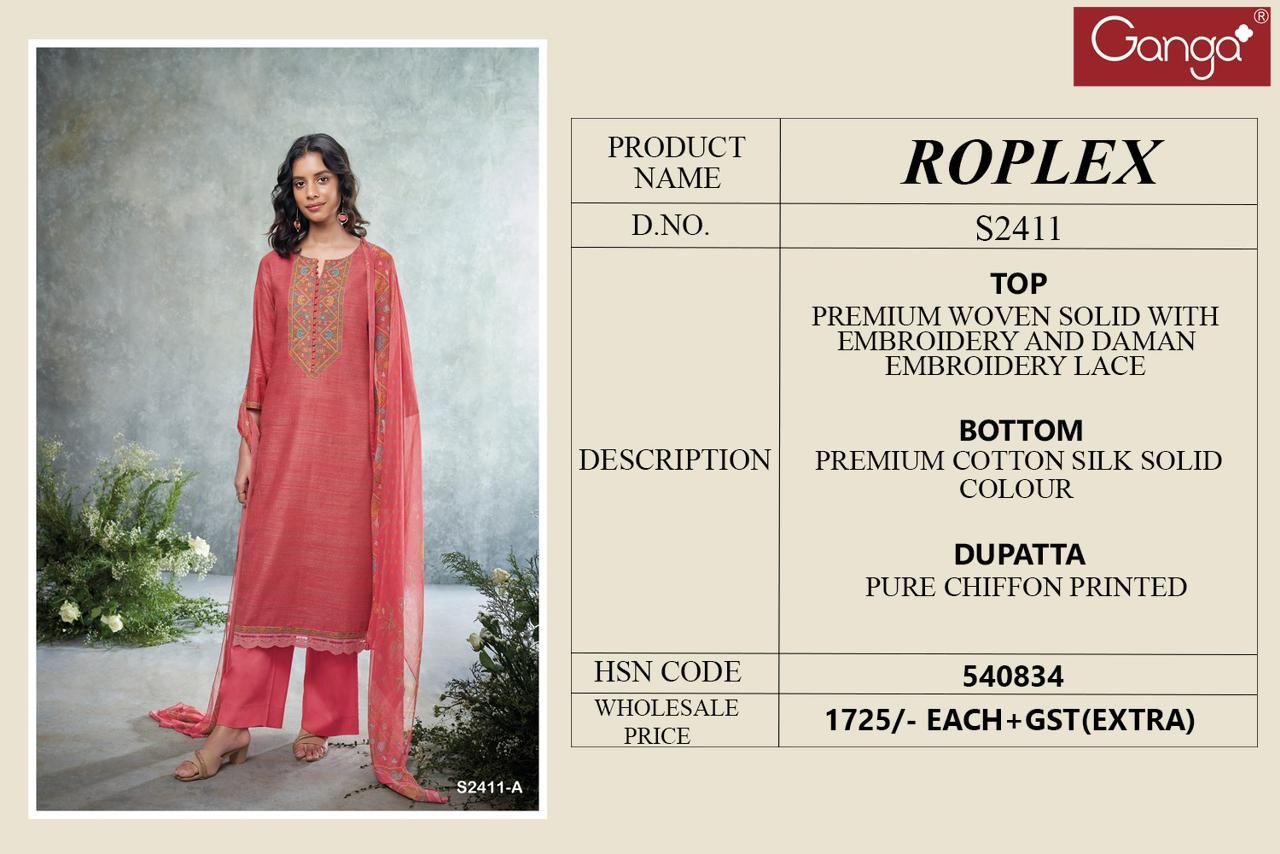 Roplex 2411 Ganga Woven Solid Plazzo Style Suits
