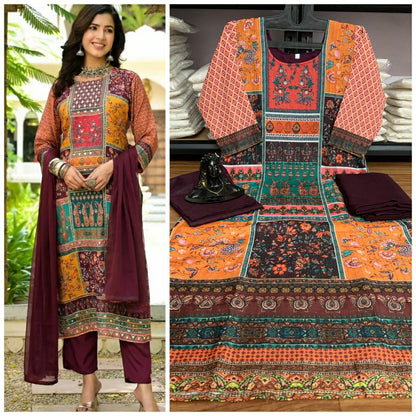 Rose Berry Aarohi Muslin Readymade Pant Style Suits