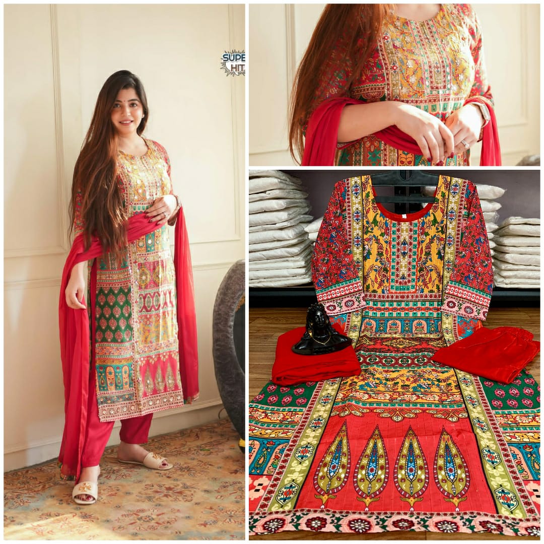 Rose Berry Aarohi Muslin Readymade Pant Style Suits