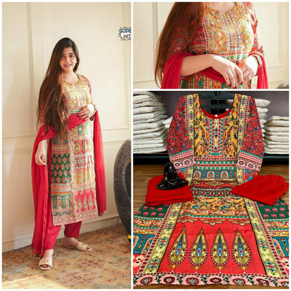Rose Berry Aarohi Muslin Readymade Pant Style Suits