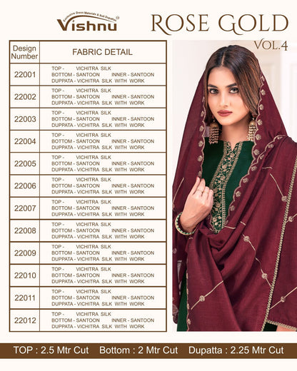 Rose Gold Vol 4 Vishnu Impex Vichitra Silk Pant Style Suits