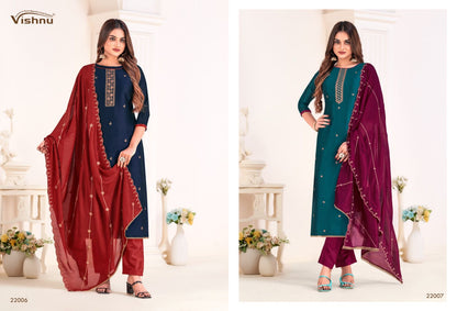 Rose Gold Vol 4 Vishnu Impex Vichitra Silk Pant Style Suits