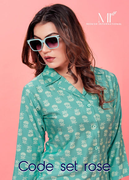 Rose Moksh International Rayon Silk Co Ord Set