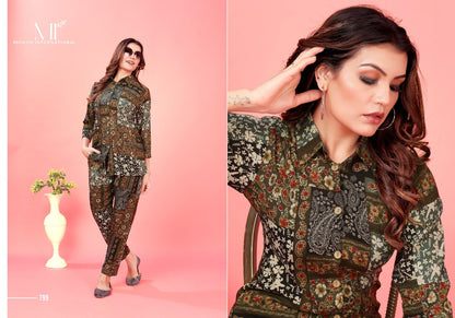 Rose Moksh International Rayon Silk Co Ord Set