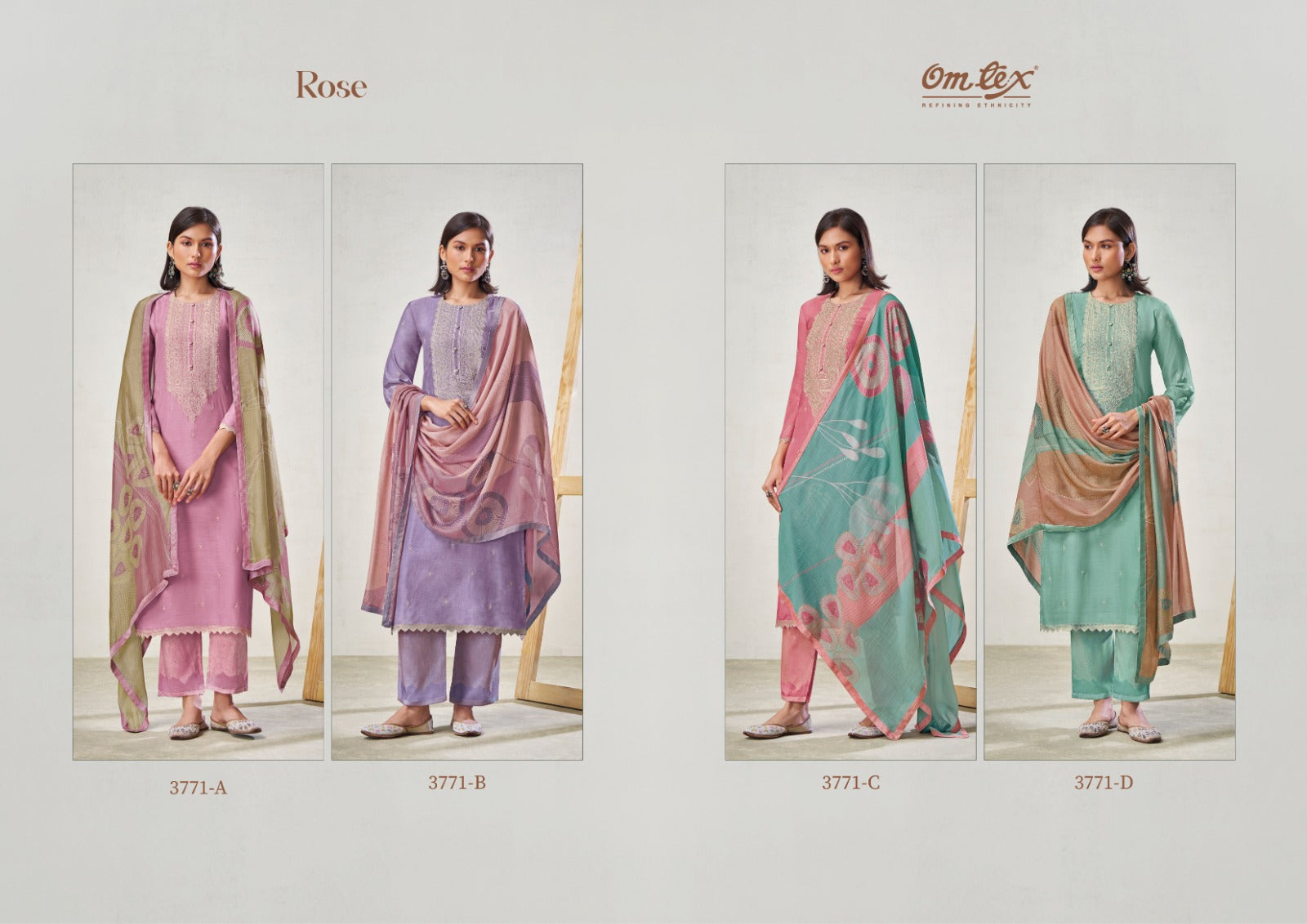 Rose Omtex Silk Pant Style Suits