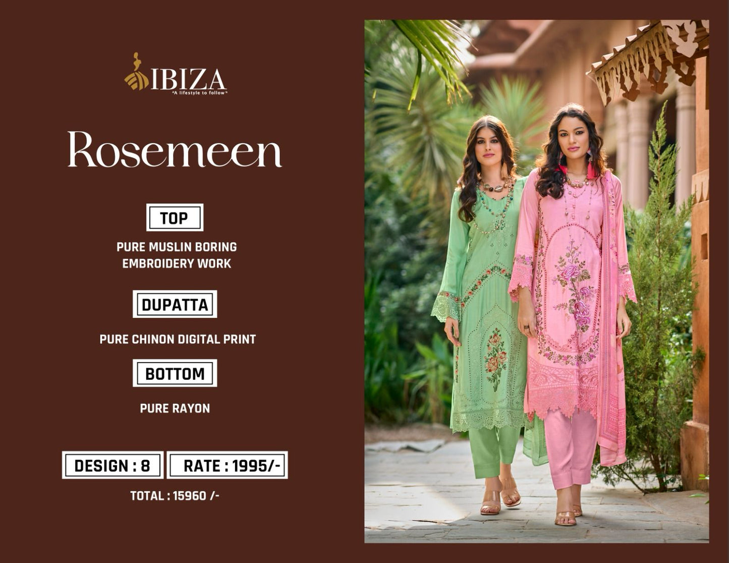 Rosemeen Ibiza Pure Muslin Pant Style Suits