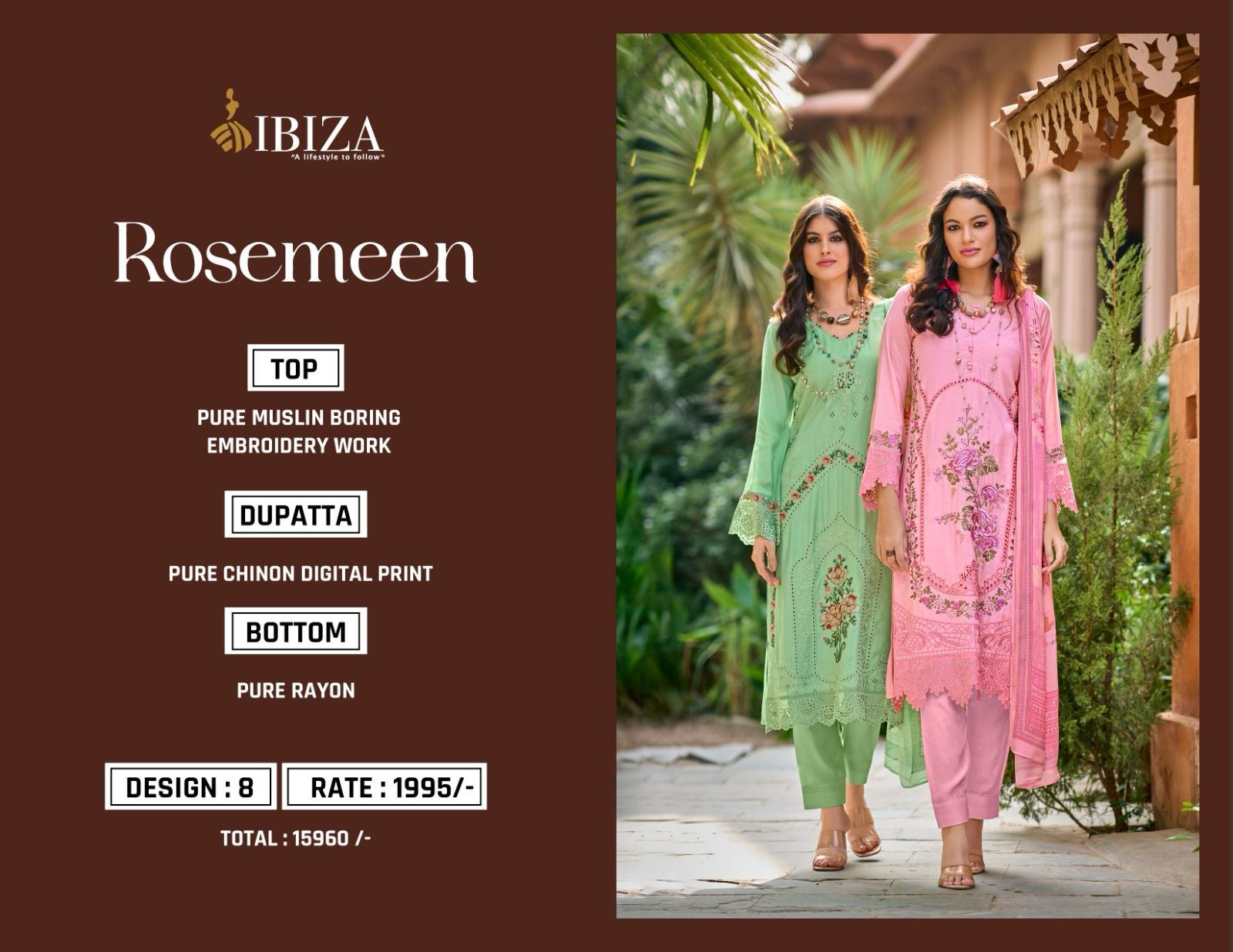 Rosemeen Ibiza Pure Muslin Pant Style Suits