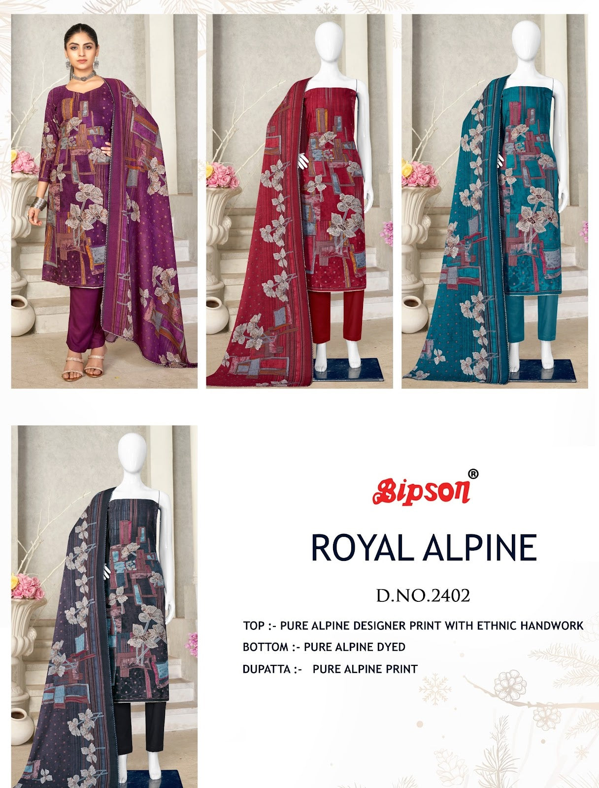 Royal Alpine 2402 Bipson Prints Pant Style Suits