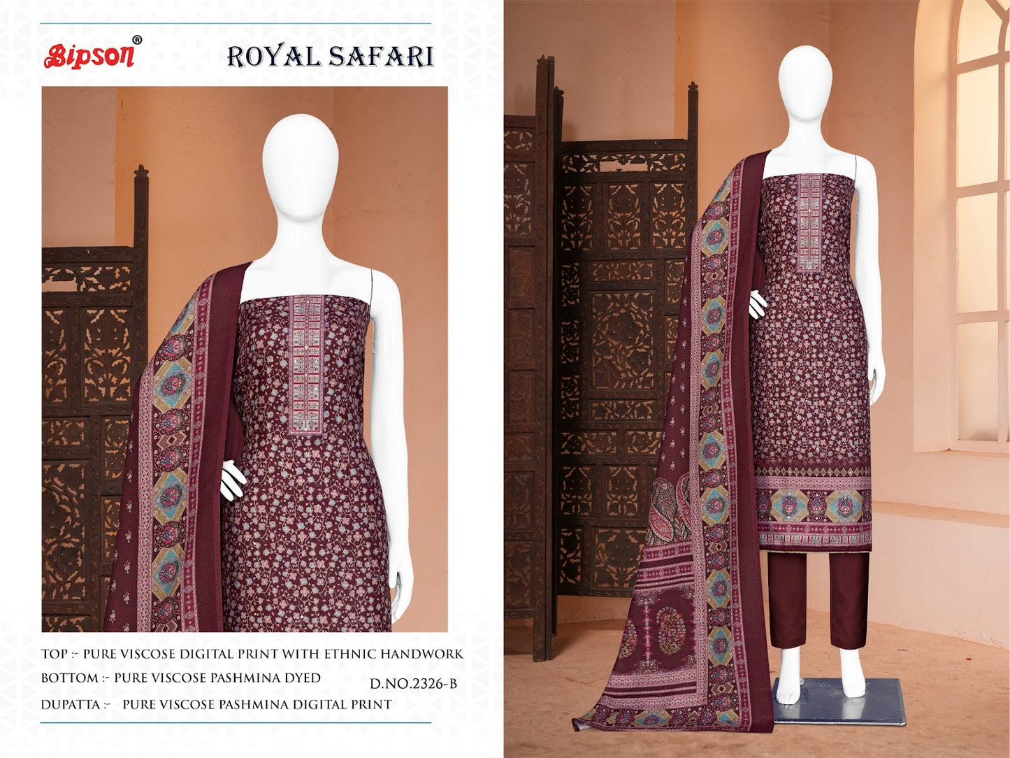 Royal Safari 2326 Bipson Prints Pashmina Suits