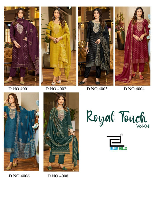 Royal Touch Vol 4 Blue Hills Rayon 14Kg Readymade Pant Style Suits