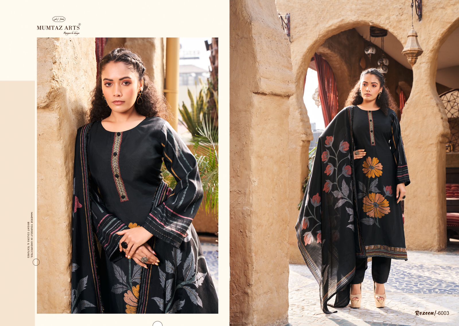 Rozeen Mumtaz Arts Viscose Muslin Pant Style Suits