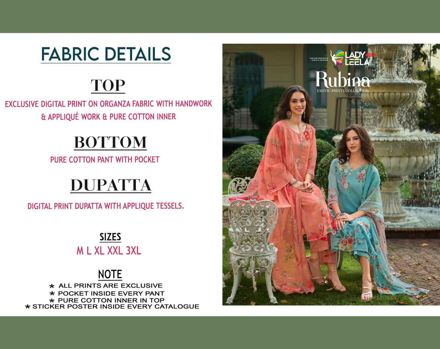 Rubina Ladyleela Organza Readymade Pant Style Suits
