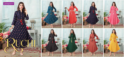 Ruchi Rangmaya Rayon Anarkali Kurtis