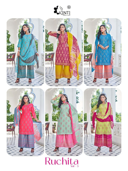 Ruchita Vol 3 Kinti Rayon Readymade Plazzo Style Suits