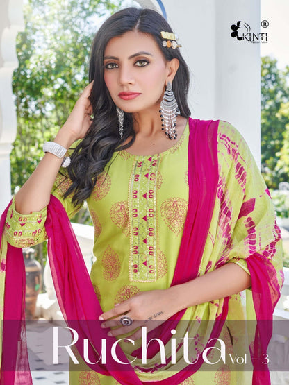 Ruchita Vol 3 Kinti Rayon Readymade Plazzo Style Suits