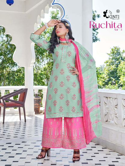 Ruchita Vol 3 Kinti Rayon Readymade Plazzo Style Suits