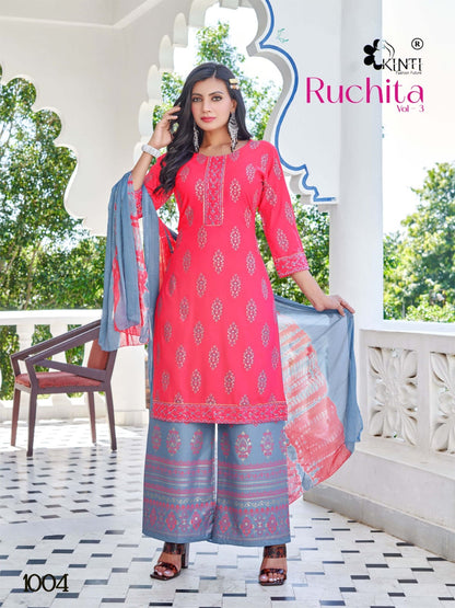 Ruchita Vol 3 Kinti Rayon Readymade Plazzo Style Suits