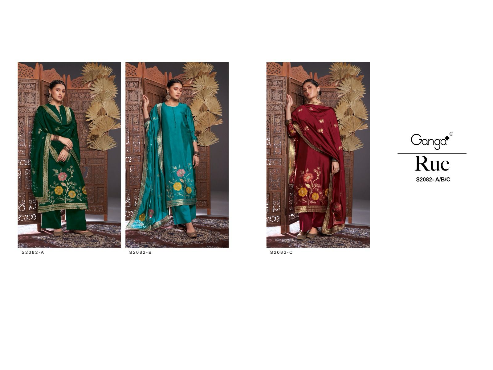 Rue 2082 Ganga Silk Plazzo Style Suits