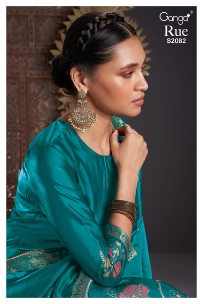 Rue 2082 Ganga Silk Plazzo Style Suits