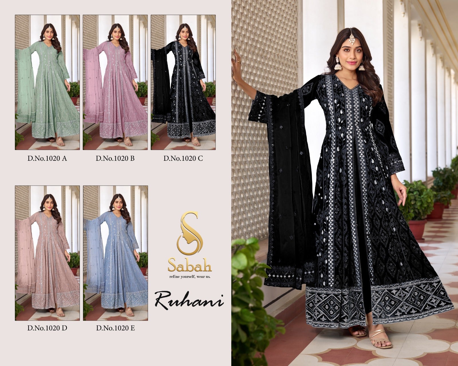 Ruhani Sabah Fox Georgette Anarkali Salwar Suits