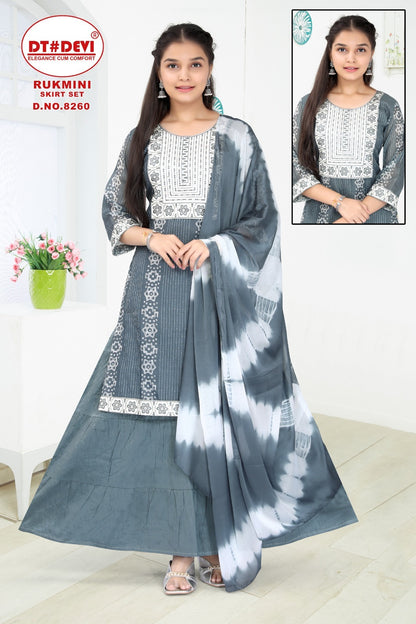 Rukmini-8260 Dt Devi Silk Readymade Skirt Style Suits