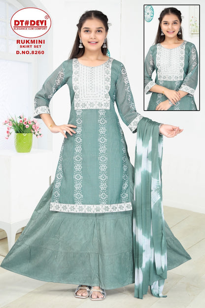 Rukmini-8260 Dt Devi Silk Readymade Skirt Style Suits