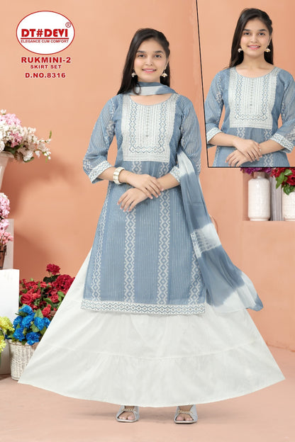 Rukmini Vol 2-8316 Dt Devi Silk Girls Readymade Skirt Style Suits